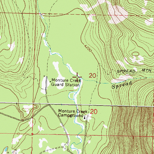 Topographic Map of Spread Creek, MT