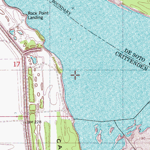 Topographic Map of Cat Island Dikes, AR
