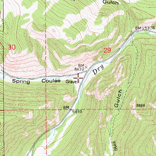 Topographic Map of Spring Coulee, MT