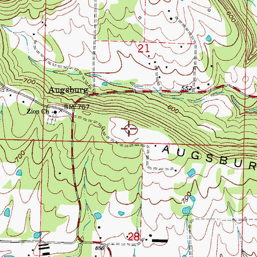 Topographic Map of Augsburg Mountain, AR