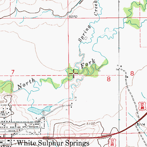 Topographic Map of Spring Creek, MT
