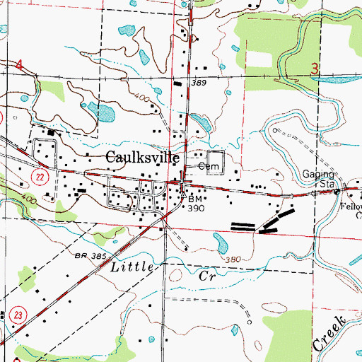 Topographic Map of Caulksville, AR