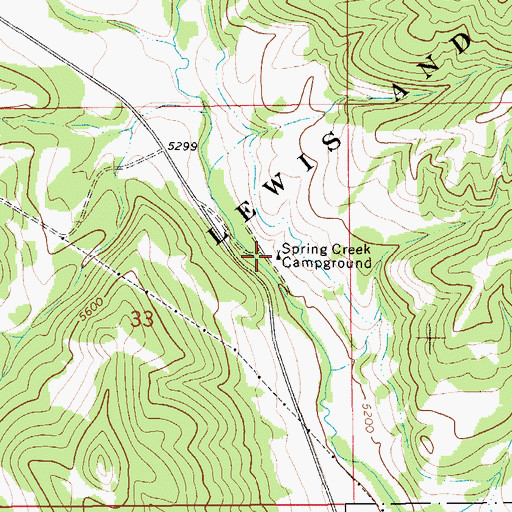 Topographic Map of Spring Creek Campground, MT