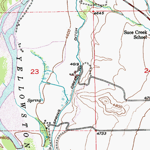 Topographic Map of Spring Creek Ditch, MT