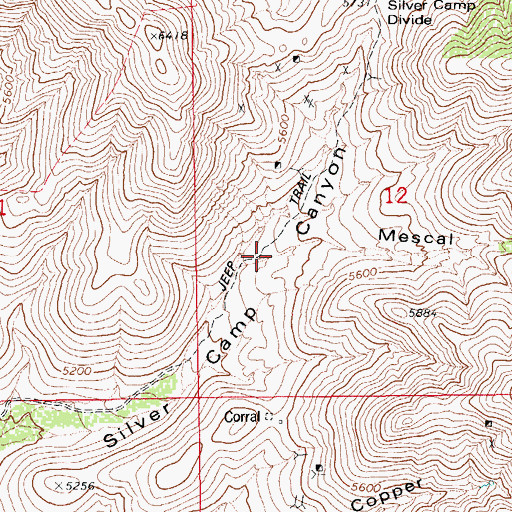 Topographic Map of Mescal Canyon, AZ