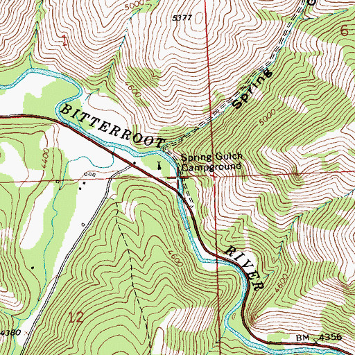 Topographic Map of Spring Gulch Campground, MT