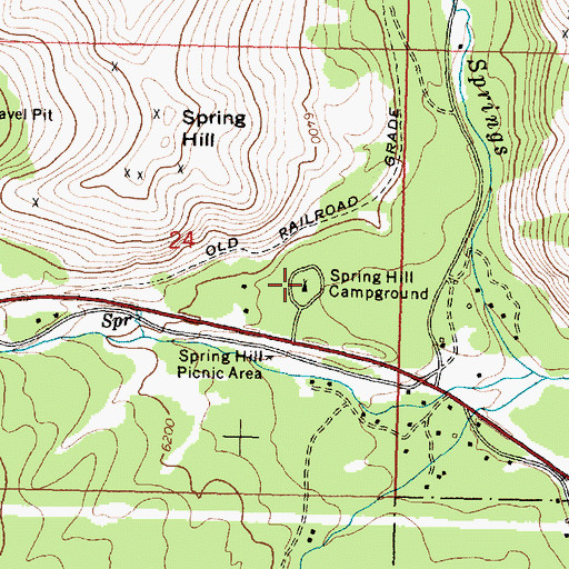 Topographic Map of Spring Hill Campground, MT