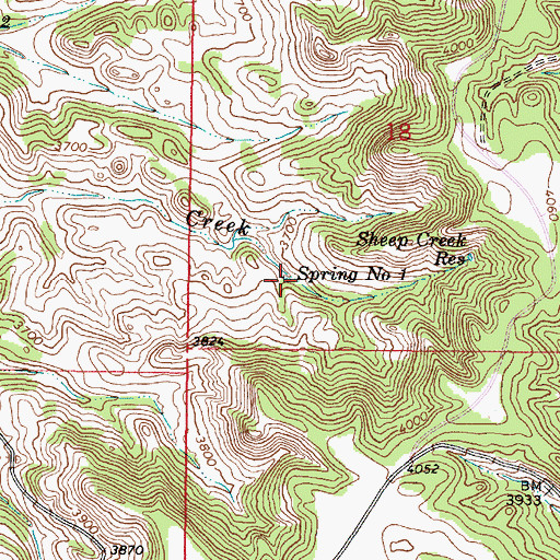 Topographic Map of Spring Number One, MT