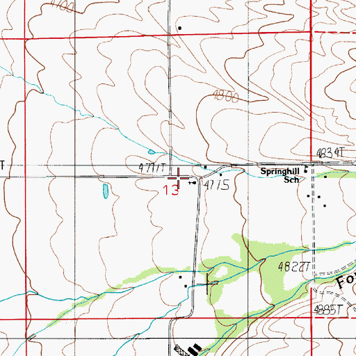 Topographic Map of Springhill Church, MT
