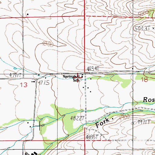 Topographic Map of Springhill School, MT