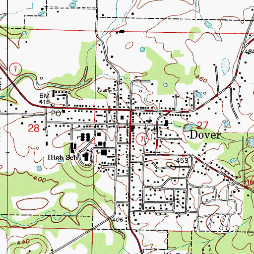 Topographic Map of Dover, AR