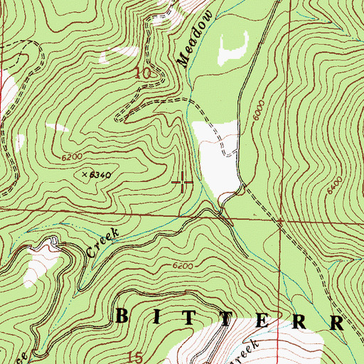 Topographic Map of Spruce Creek, MT