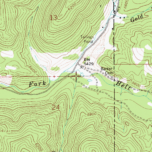 Topographic Map of Spruce Creek, MT
