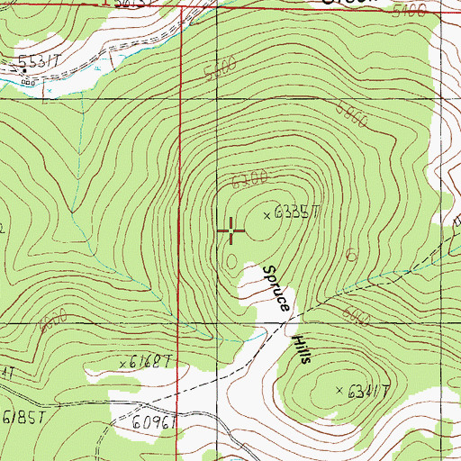 Topographic Map of Spruce Hills, MT