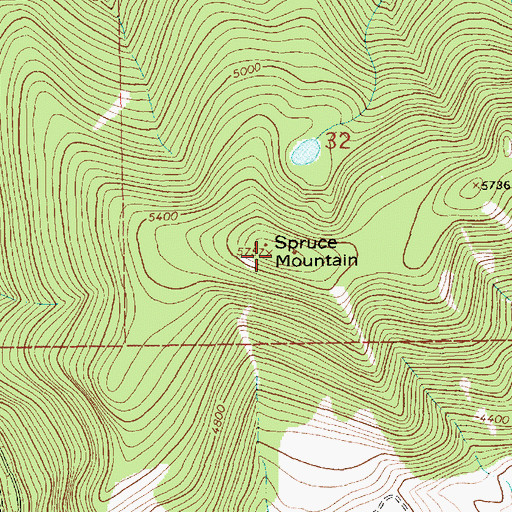 Topographic Map of Spruce Mountain, MT