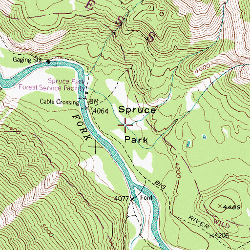 Topographic Map of Spruce Park, MT