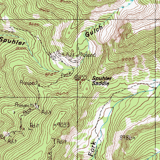 Topographic Map of Spuhler Saddle, MT
