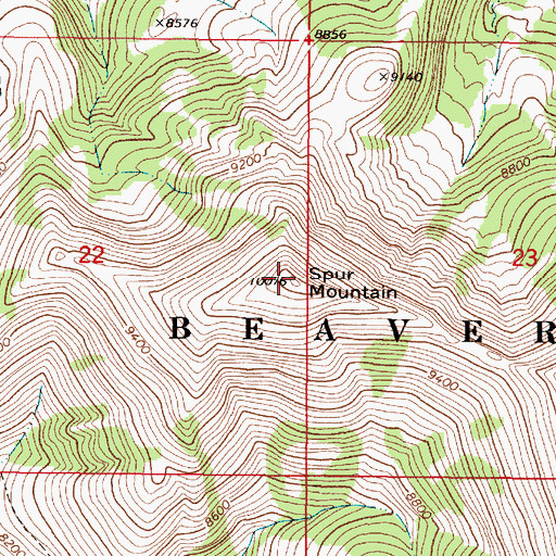 Topographic Map of Spur Mountain, MT