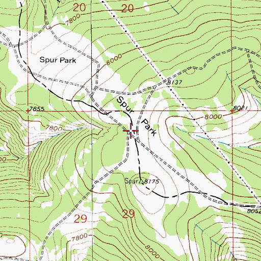 Topographic Map of Spur Park, MT