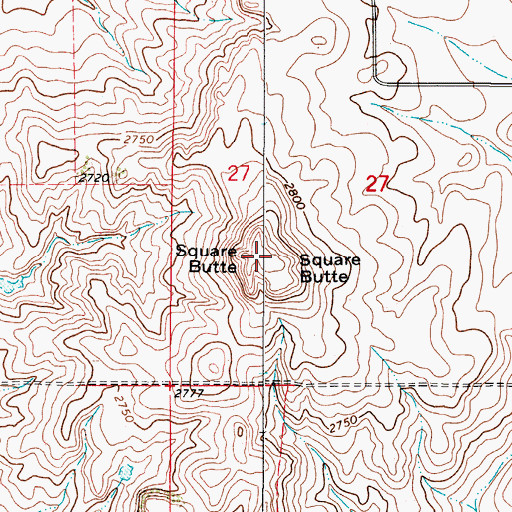 Topographic Map of Square Butte, MT