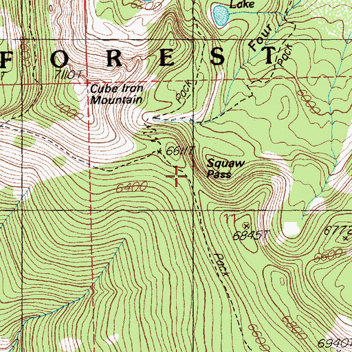 Topographic Map of Cube Iron Pass, MT