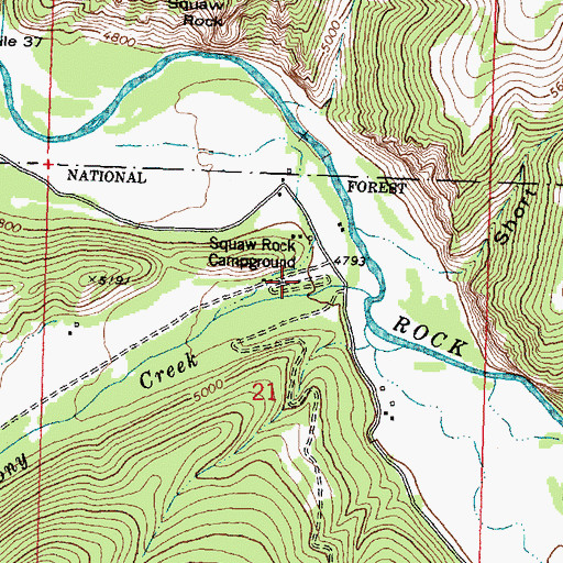 Topographic Map of Stony Creek Campground, MT