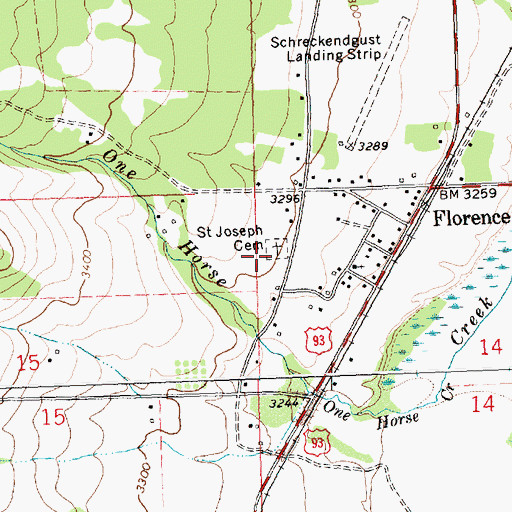 Topographic Map of Saint Joseph Cemetery, MT
