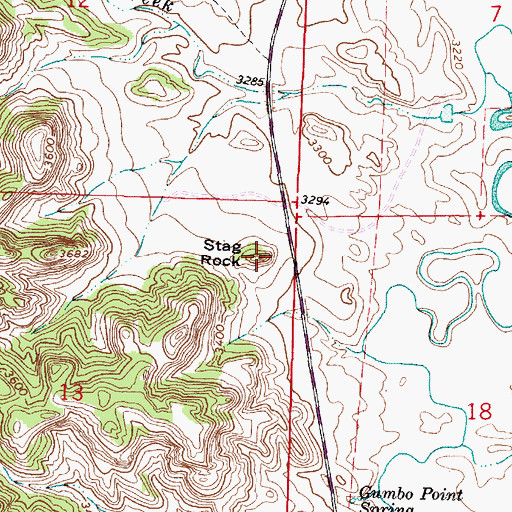 Topographic Map of Stag Rock, MT