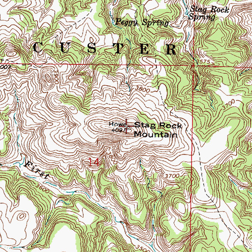 Topographic Map of Stag Rock Mountain, MT