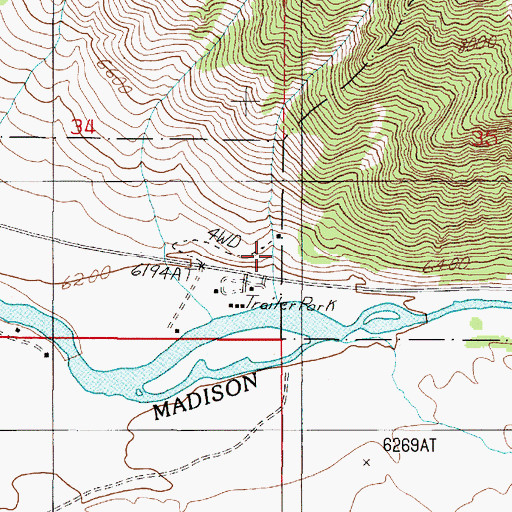 Topographic Map of Stagger Ranch, MT