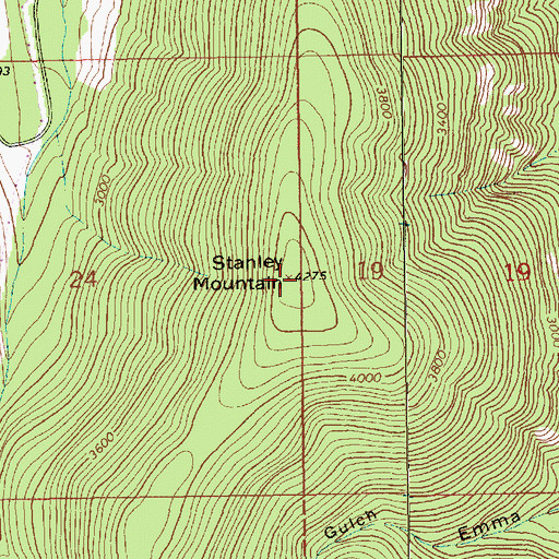 Topographic Map of Stanley Mountain, MT