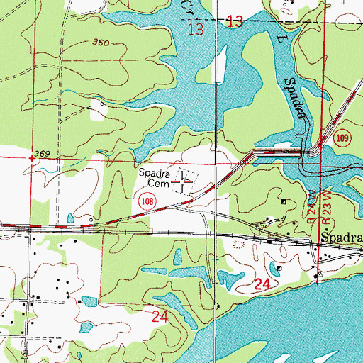 Topographic Map of Spadra Cemetery, AR