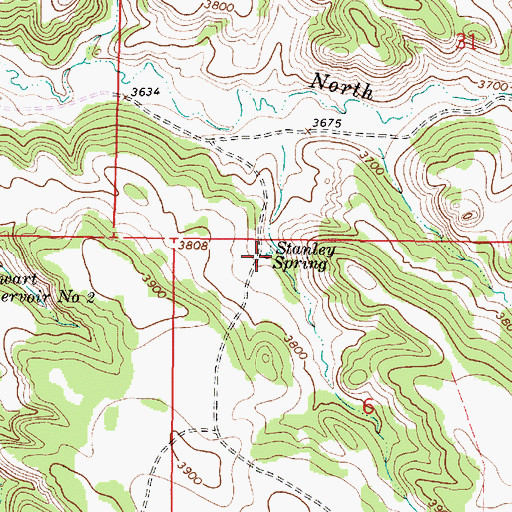 Topographic Map of Stanley Spring, MT