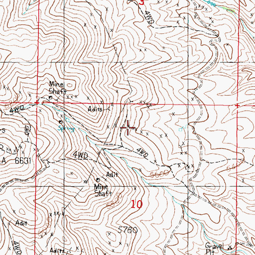 Topographic Map of Star Mines, MT