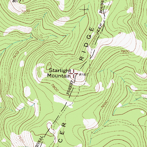 Topographic Map of Starlight Mountain, MT