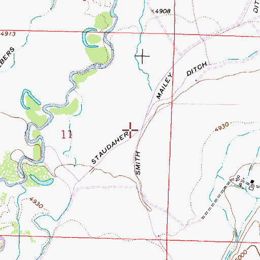 Topographic Map of Staudaher Ditch, MT