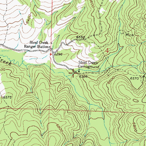Topographic Map of Steel Creek Campground, MT