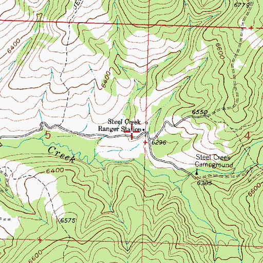 Topographic Map of Steel Creek Ranger Station, MT
