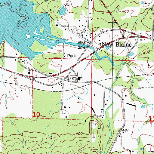 Topographic Map of New Blaine School, AR