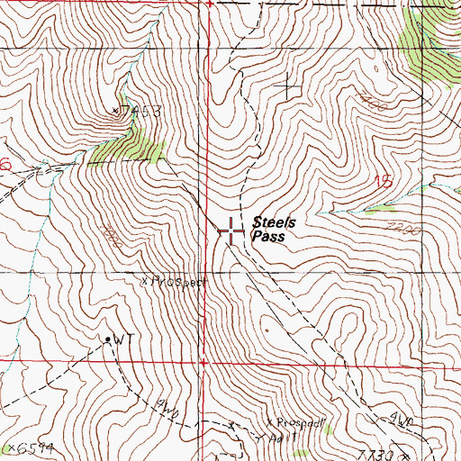 Topographic Map of Steels Pass, MT