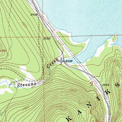Topographic Map of Stevens Creek, MT