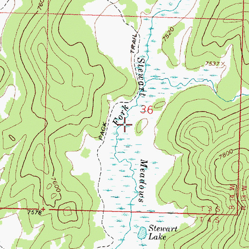 Topographic Map of Stewart Meadows, MT
