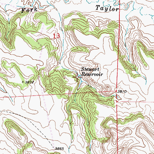 Topographic Map of Stewart Reservoir, MT