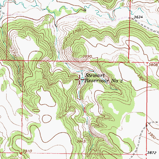 Topographic Map of Stewart Reservoir Number Two, MT