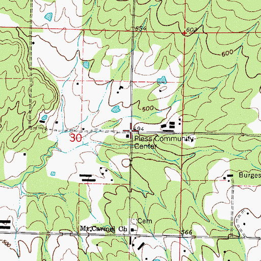 Topographic Map of Pless (historical), AR