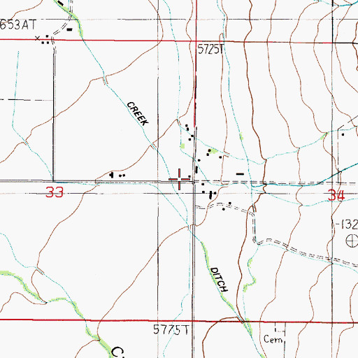 Topographic Map of Storey Ranch, MT
