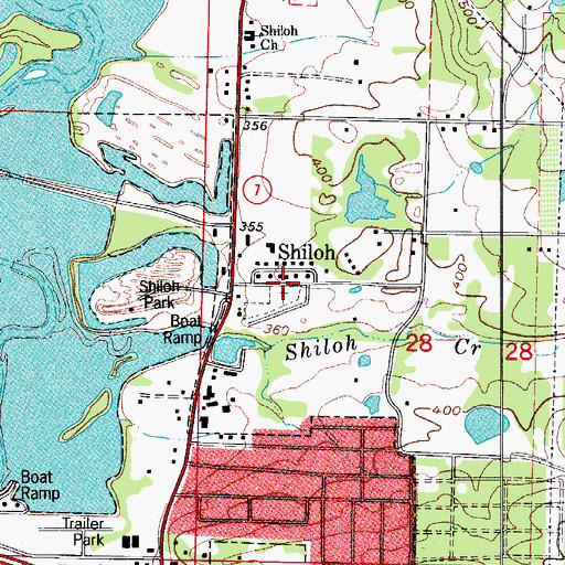 Topographic Map of Shiloh Cemetery, AR