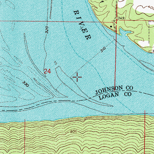 Topographic Map of Shoal Creek Island, AR