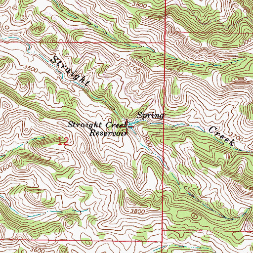 Topographic Map of Straight Creek Reservoir, MT