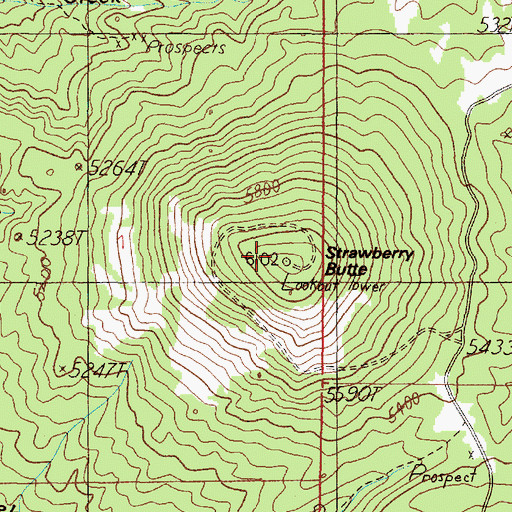 Topographic Map of Strawberry Butte, MT